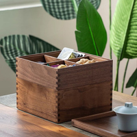 Boîte de rangement de bureau en bois massif, fabriquée à la main, avec jointure à languettes, empilable, avec couvercle et compartiments divisés, moderne et écologique