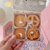 Ensemble de 4 bougies parfumées en forme de biscuits, bougies d'aromathérapie créatives pour la décoration de la maison, cadeaux de Diwali, bougies en cire de soja