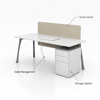 Bureau de direction avec armoire de rangement et panneau d'écran pour bureau d'entreprise