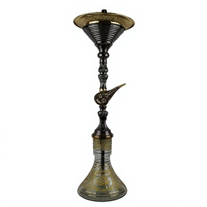 ชุดบารากุ Khalil Mamoon Black Chrome Ice Hookah ของแท้ - ขนาด 91 ซม. แกนทองเหลืองแท้และห้องภายในทำจากทองเหลือง - Product Image 1