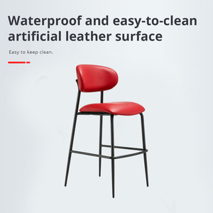 <span class=keywords><strong>Sgabello</strong></span> Alto Ergonomico Moderno con Schienale, Struttura in Metallo Resistente, <span class=keywords><strong>Seduta</strong></span> in Pelle PU, Sedia da Bancone per Soggiorno, Cucina, Isola, Caffè - Product Image 3