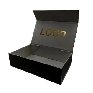 2024 nuevo diseño personalizado gran logotipo papel CAJA PLEGABLE magnética embalaje lujo cartón rígido caja de regalo plegable