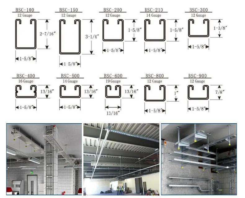 HAVC Lifting Bracket Solar Support Cable Bridge Support System Channel Steel 1HDG2 Surge 3 Zinc 41*41