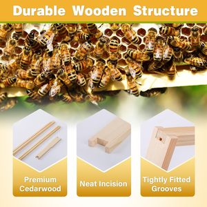Kit de 10 marcos de colmena de madera de pino profundo sin ensamblar con ceras de abejas recubiertas de cera, color negro, equipo nuevo para apicultura - Product Image 5