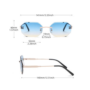 ファッションサングラス最新女性メンズメタル2026トレンディメガネデザイナーサングラスリムレスポリゴンサングラス - Product Image 5