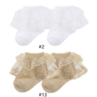 Bébé filles printemps et été princesse dentelle à volants coton maille cheville chaussettes blanc pour princesse chaussettes en gros