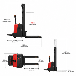 Apilador Eléctrico de Paletas de 1.5 Toneladas Directo de Fábrica, Elevador Eléctrico con Altura de Elevación de 1.6m para Almacenamiento en Almacenes - Product Image 2