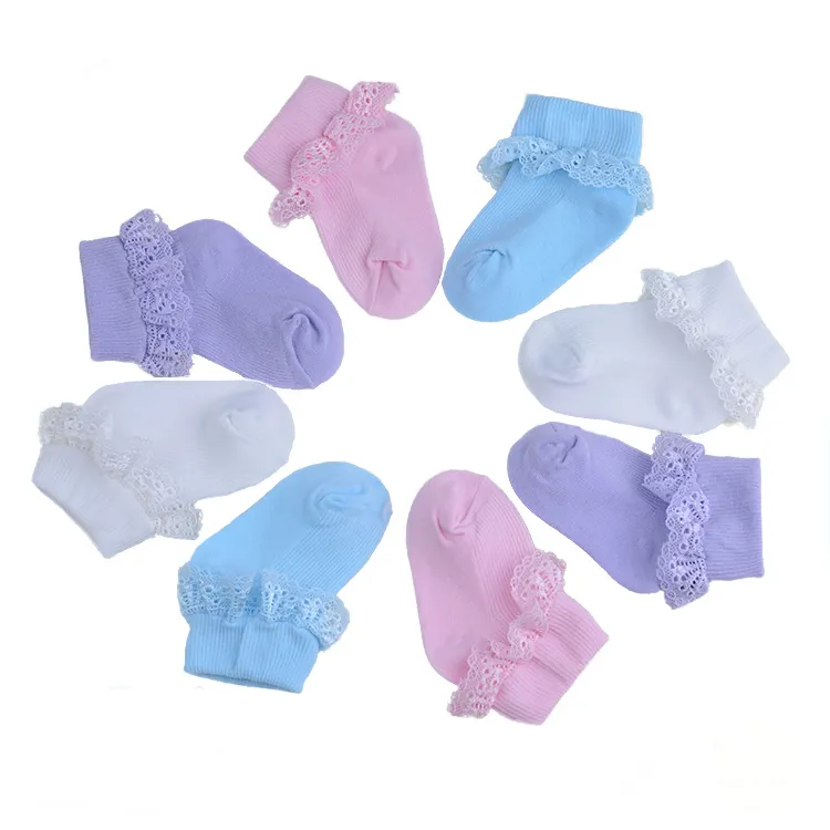 Calcetines de encaje personalizados para bebé, de algodón, de princesa, de la mejor calidad, venta al por mayor