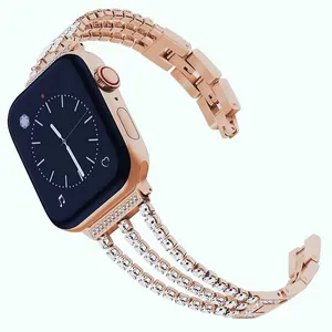 Catena di lusso con cinturino di ricambio con diamanti per Apple Watch series 4 5 6 SE 44mm 40mm cinturino per cinturino per iWatch 1 2 3 42mm 38mm