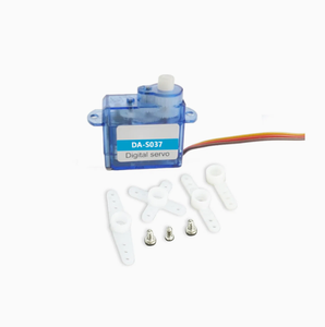 Servomotor digital DA-S037 con carcasa transparente azul y cable de tres hilos para robótica y proyectos de bricolaje - Product Image 3