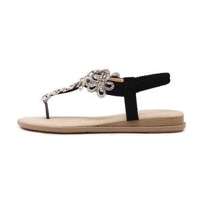 Sandalias cruzadas con botón de goteo de flores para mujer, <span class=keywords><strong>Chanclas</strong></span> de gran tamaño con diamantes de imitación - Product Image 2