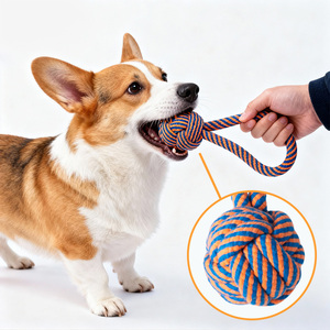 Çevre Dostu Evcil Hayvanlar İçin İnteraktif Çiğneme Oyuncağı - Tasarımlı Örgülü Polyester Pamuk Halat Köpek Çiğneme Düğüm Oyuncakları Komik Diş Temizleme Oyuncağı - Product Image 1