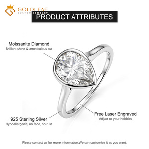 Goldleaf Custom Luxury Heart Cut Moissanite Engagement <b>Ring</b> <b>925</b> Sterling <b>Silver</b> Bezel Setting Wedding Diamond <b>Ring</b> - Product Image 2