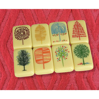 MJLA Mahjong SEASONS Mahjong Desert Tree Bird Cream Mid-Century Yellow American Mahjong Tiles Colorful for Entertainment