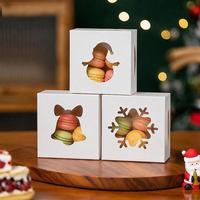 Boîte à macarons de Noël avec fenêtre transparente, emballage pour desserts, pâtisseries, tartes aux œufs, boîte à emporter pour les fêtes et les fournitures de boulangerie