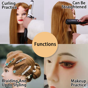 Tête de mannequin en cheveux humains, 80% de vrais cheveux, tête de mannequin de cosmétologie pour le tressage, le coiffage, la coupe, tête de poupée de 8 à 28 pouces avec outils de fixation - Product Image 5