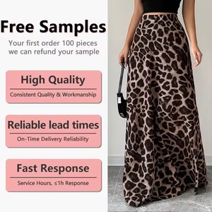 חצאיות מקסי גבוהות לנשים עם הדפס נמר, בגזרה זורמת, מבד רך וקליל, למסיבות, אירועים ערב וליום יום - Product Image 1