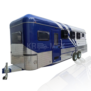 Luxury Horse <b>Float</b> Trailer Truck Living Quarters Straight Load Design 2-Horse Box Solid Rubber Tires 2000kg Capacity Ramp Door - Product Image 1