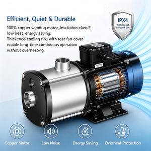 Pompe centrifuge horizontale multi-étages en acier inoxydable, haute pression, pour circulation d'eau chaude industrielle, silencieuse - Product Image 4