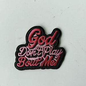 Stock usine, vente en gros : Patchs thermocollants « God Don't Play Bout Me » à lettres anglaises, très demandés pour sacs et casquettes - Product Image 4