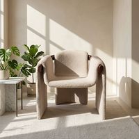 Fauteuil de salon sculptural moderne en boucle avec accents en bois, pour salon et hôtel, vente en gros, OEM, personnalisé