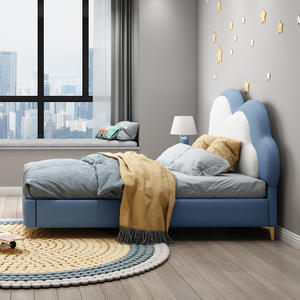 Nuevo diseño, muebles de dormitorio para niños, marco de cama individual de madera para niñas y niños de dibujos animados, cama para niños tapizada de PU - Product Image 2