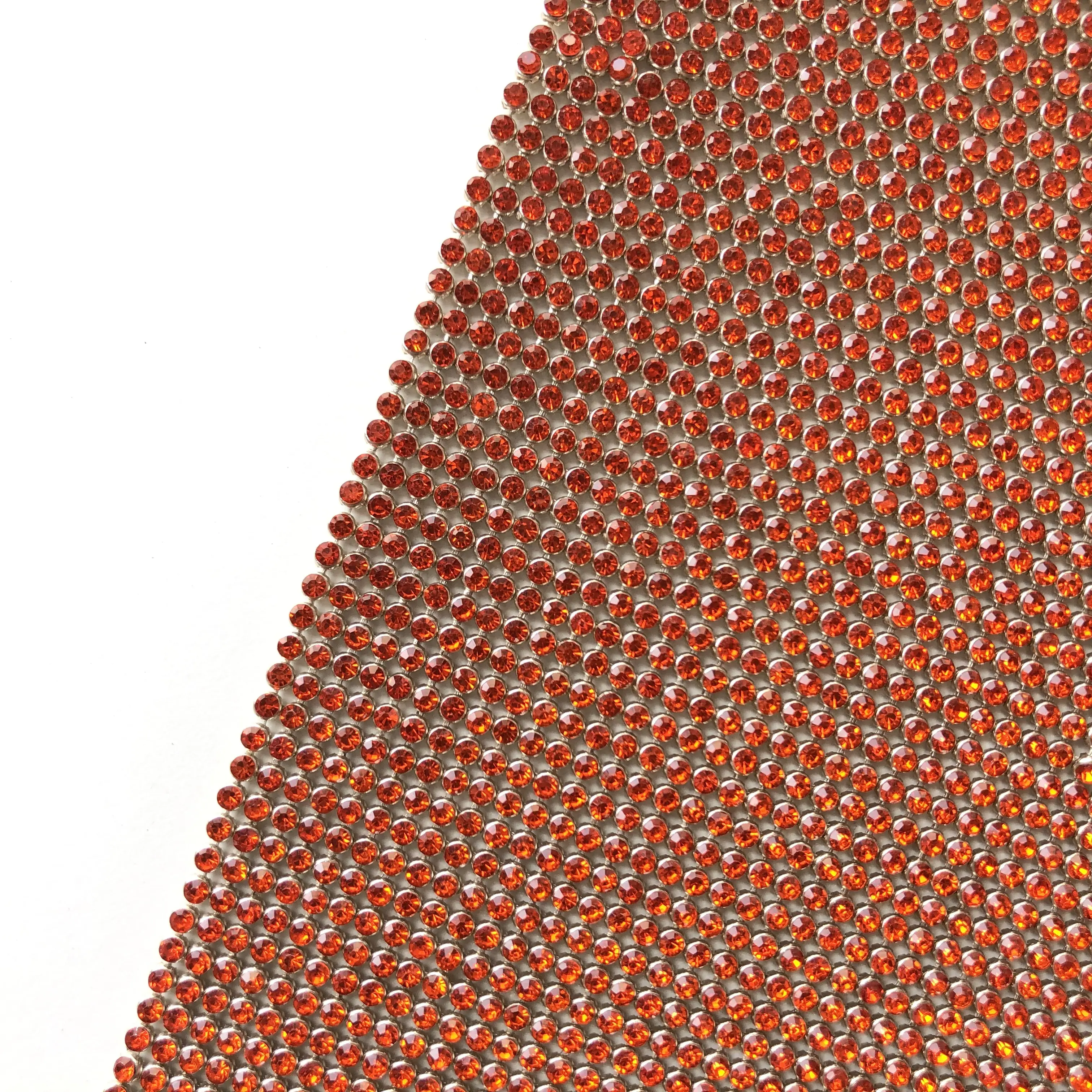 Base métallique en aluminium diamant Orange avec cristaux cristal transparent maille strass maille rouleau cristal maille tissu