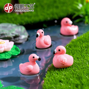 Miniatures de flamants roses en résine, artisanat en forme de canard, décoration artistique pour la maison, accessoires de jardinage DIY D1764 - Product Image 4