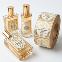 Étiquettes de parfum personnalisées en feuille d'or, résistantes à l'alcool, imperméables, autocollantes de luxe pour flacons de parfum en verre