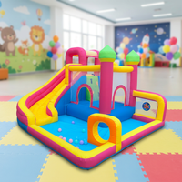Château gonflable multifonctionnel pour usage domestique avec toboggan et piscine