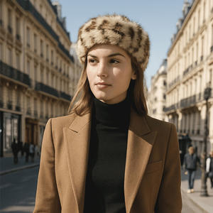 جلد الفهد بسيط وأنيق من الفرو الصناعي العصري للشتاء عقال دافئ لمظهر مريح وأنيق - Product Image 2