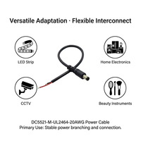 Câble d'alimentation DC5521 mâle vers fil étamé dénudé UL2464 20AWG pour équipement CCTV, LED et esthétique