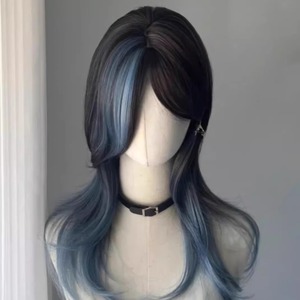 วิกผมยาวตรงแบบไล่สีทรงวูล์ฟเทล มัลเล็ต  พร้อมหน้าม้าปัดข้าง  ทำจากเส้นใยทนความร้อนสูง  คลุมทั้งศีรษะ สำหรับคอสเพลย์  สำหรับผู้หญิง - Product Image 5