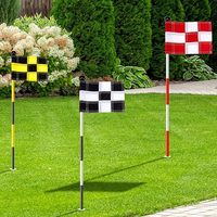 Ensemble de 4 drapeaux à épingles en nylon portable 9 L X 6 H Inch Damier Golf Target Flags Outdoor Home Backyard Garden Hitting Mats
