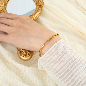 VIANRLA-Pulsera de acero inoxidable 316L para joyería, cadena con clip de papel, chapado en oro de 18 quilates, PVD - Product Image 5