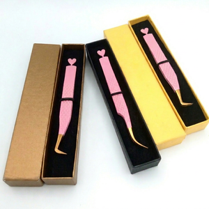Meilleur revêtement en poudre rose clair côté arrière coeur différents Styles Extension de cils pince à épiler pointe dorée outils de beauté en acier inoxydable - Product Image 4