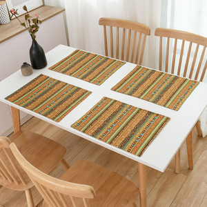 Tovaglietta <span class=keywords><strong>Americana</strong></span> a Righe Stampata Gialla, Tappetino da Tavolo Stile Americano, Tovaglia Resistente al Calore - Product Image 2
