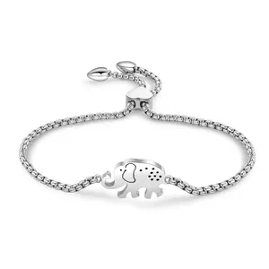 定制支持女式大象魅力手链可调玫瑰金镀银周年纪念饰品和礼品