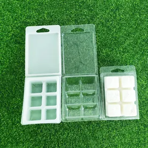 Custom PP/PET/PVC 6/10/12 cavity Square plastic clamshell packaging for wax melts candle clamshell tray