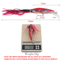 Leurre de pêche coulant, appât artificiel dur pour calamar, avec jupe colorée, 23cm/38g