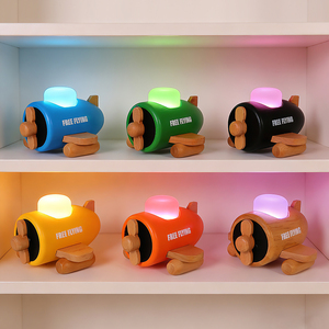 Veilleuse Avion en Bois Rechargeable, 3 Modes d'Éclairage, Lampe <span class=keywords><strong>de</strong></span> Chevet Créative, Lampe <span class=keywords><strong>de</strong></span> Table Décorative pour Chambre et Décoration Intérieure - Product Image 2