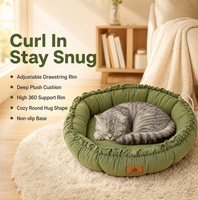 Lit pour animaux de compagnie, chenil, corde de traction rétractable, universel quatre saisons, double face, rond, en polyester, léger et pliable
