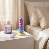 Einhorn-Penis Weiblicher Dildo Flüssiges Silikon Wasserdicht Weich Umweltfreundlich Farbverlauf Tragbar 8-Frequenz-Vibration Kabellos