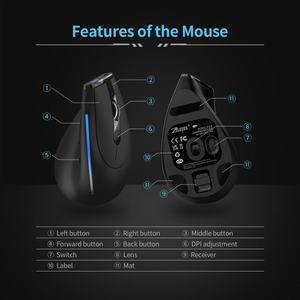Souris verticale ergonomique rechargeable USB LED rétroéclairée pour droitier <span class=keywords><strong>ZELOTES</strong></span> F-36A, souris sans fil 2.4G pour ordinateur portable - Product Image 6