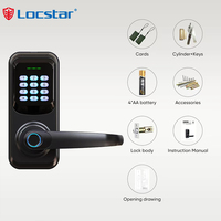 Serrure de porte intelligente Locstar, version hors ligne, empreinte digitale, mot de passe, carte-clé, clavier en silicone, étanche, antivol