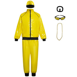 Disfraz <span class=keywords><strong>de</strong></span> Cantante <span class=keywords><strong>de</strong></span> Rap <span class=keywords><strong>de</strong></span> <span class=keywords><strong>los</strong></span> <span class=keywords><strong>90</strong></span> para Hombre, Conjunto <span class=keywords><strong>de</strong></span> Dos Piezas, Ropa Deportiva Amarilla <span class=keywords><strong>de</strong></span> PU para Halloween, Carnaval, Espectáculo, Actuación para Adultos - Product Image 1