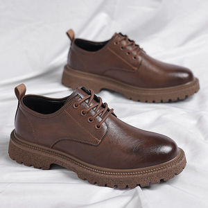 Zapatos de Cuero Casuales de Negocios para Hombre, Estilo Vintage, de Punta Ancha, con Suela Gruesa, Cómodos, Estilo Británico, para Trabajo - Product Image 4