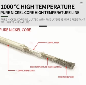 Câble de cuisson électrique tressé en fibre de verre et mica, résistant au feu, 500°C, 600°C, 800°C, 1000°C, pour <span class=keywords><strong>four</strong></span> à extrusion interne - Product Image 5