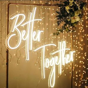 Enseigne néon LED « Better Together » – Veilleuse murale pour décoration de fête, chambre, bar, mariage, maison - Product Image 4