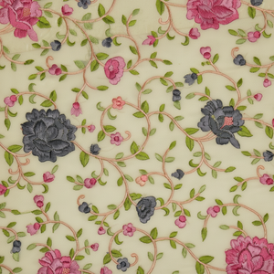 Delicate Georgette <b>Fabric</b> with Embroidery for Lightweight Bridal Dresses, Formal Gowns, and Wedding Wear - Product Image 1